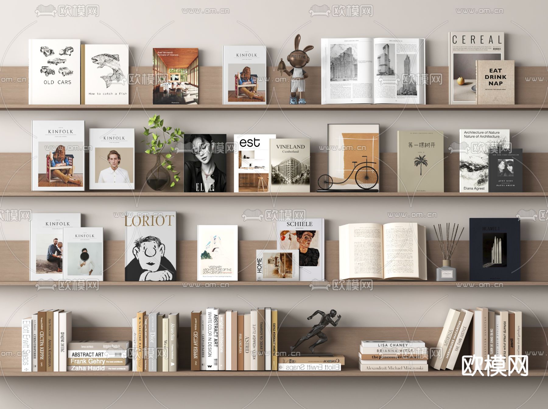 书架 书本书籍 饰品摆件3d模型下载
