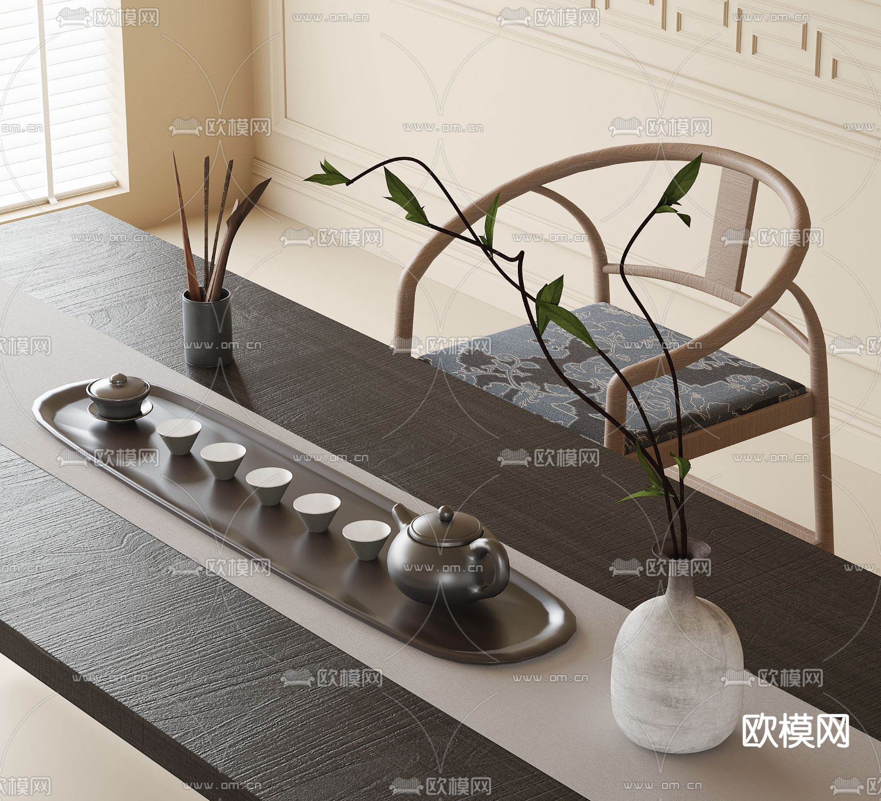 现代茶具3d模型下载