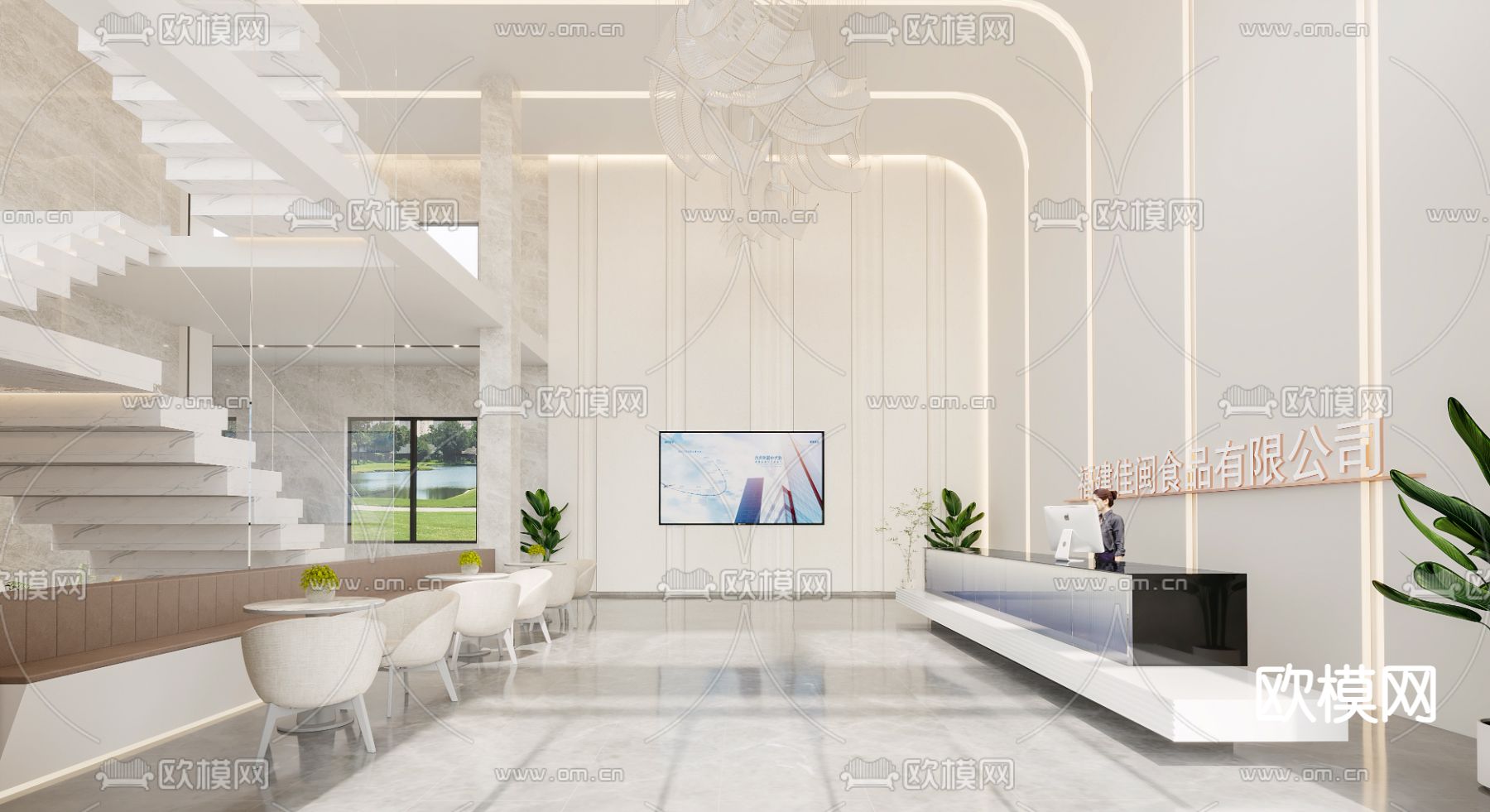 办公室大堂3d模型下载（渲染图1）