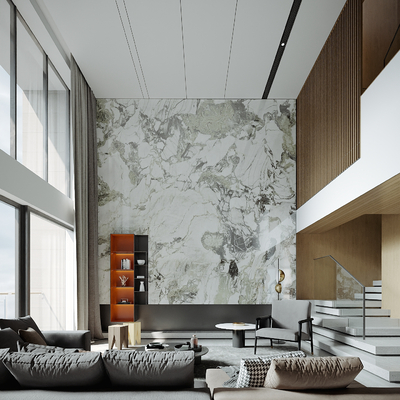  现代别墅大堂su模型 