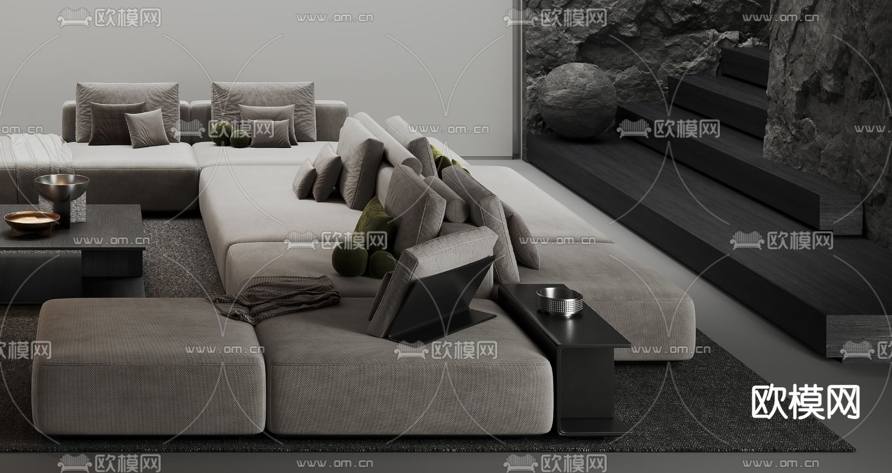 poliform 沙发组合3d模型下载（渲染图3）