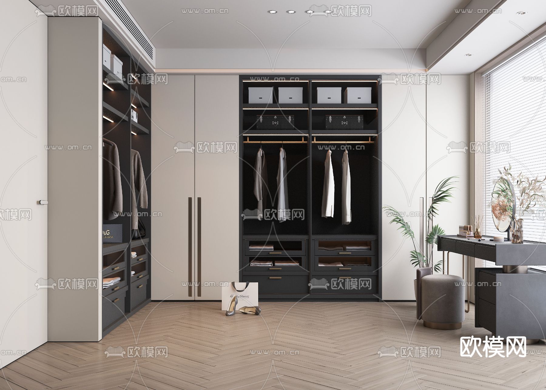 现代衣帽间3d模型下载
