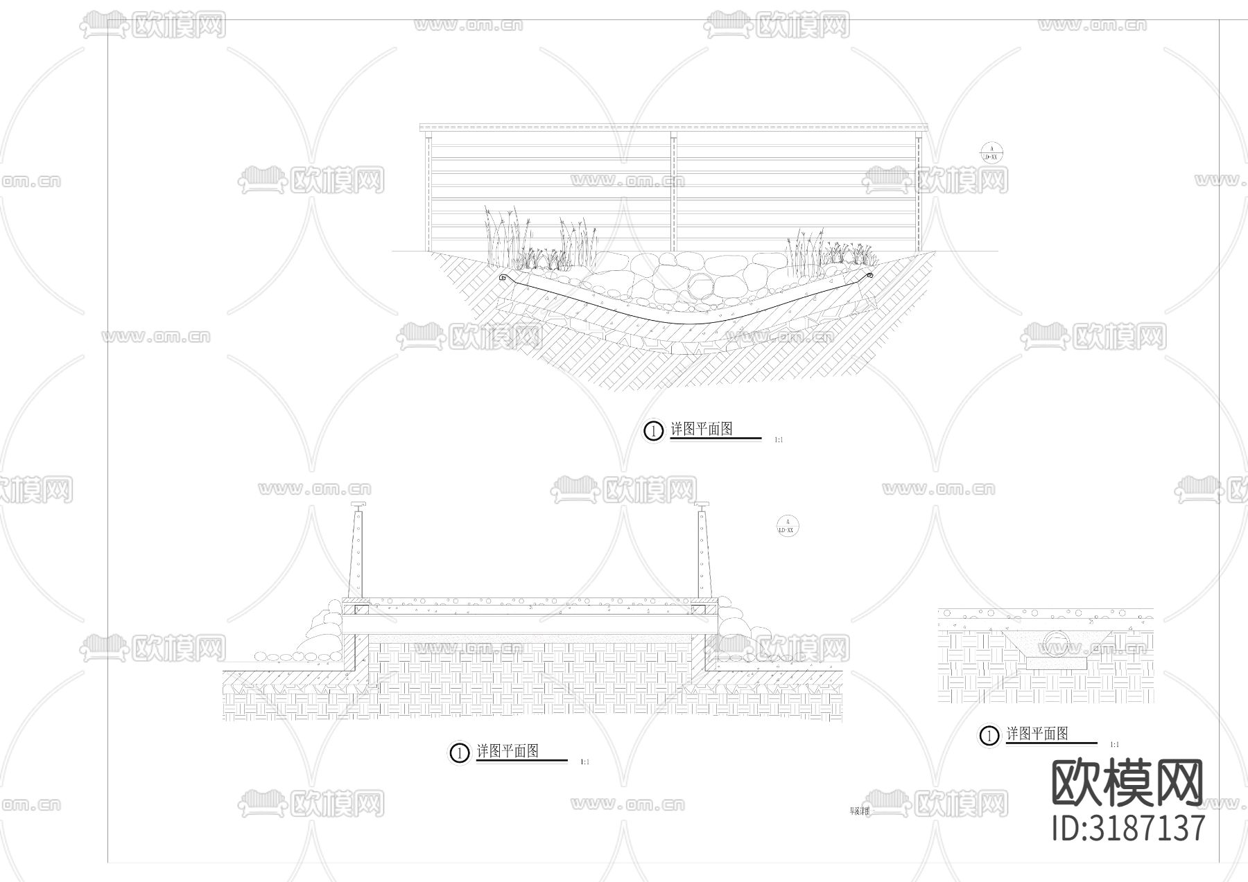 6生态旱溪做法详图cad大样图下载（渲染图1）