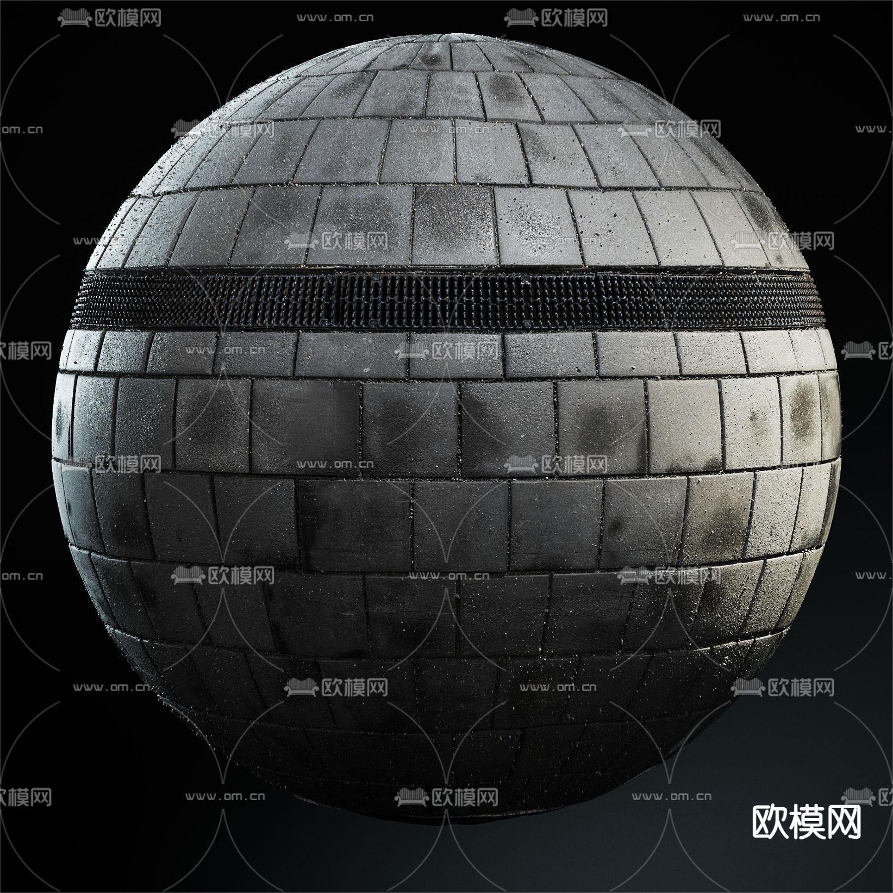 写实石头 工字拼地面 路面 马路3d模型下载（渲染图3）