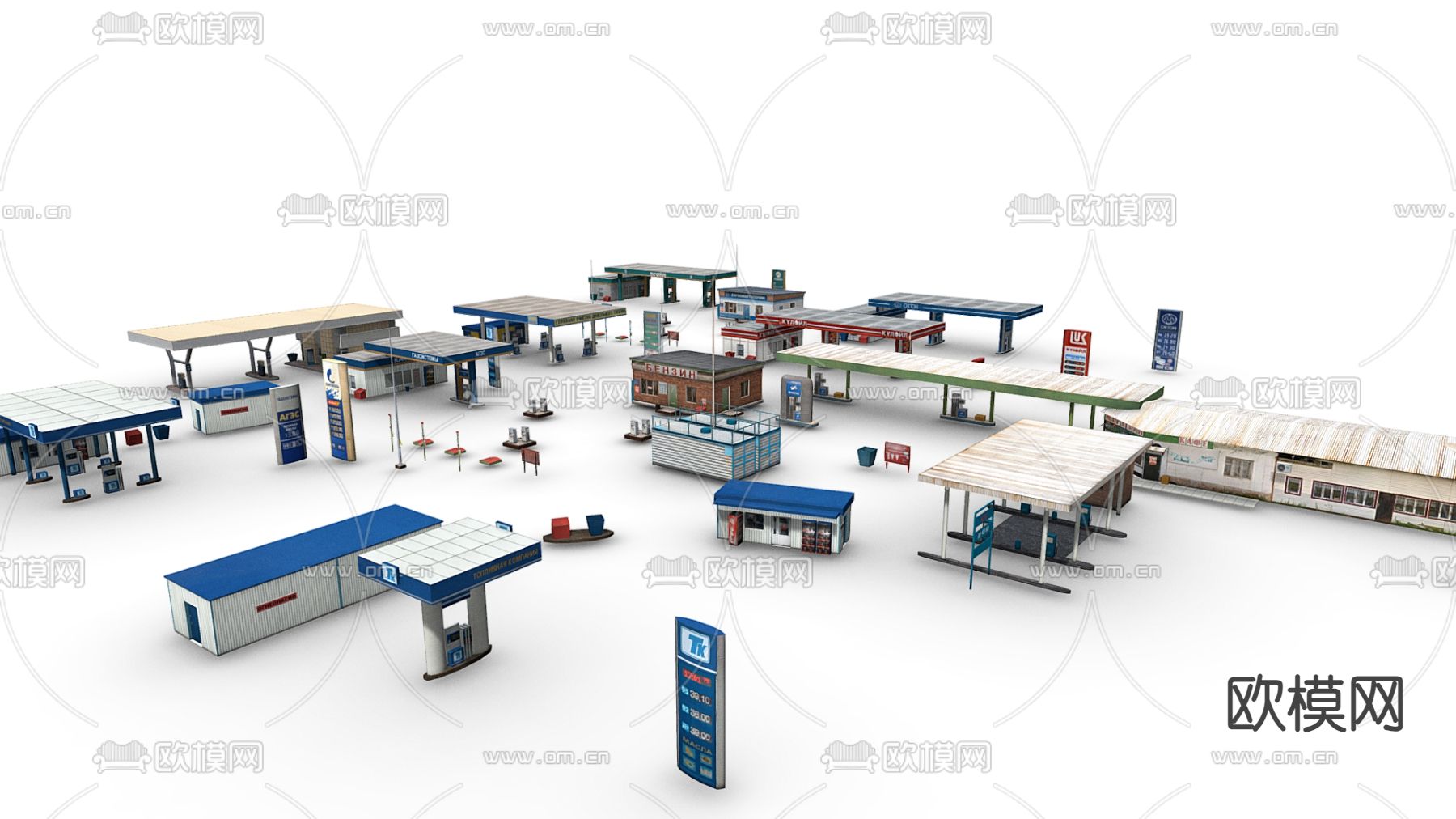 加油站 天然气站3d模型下载（渲染图1）