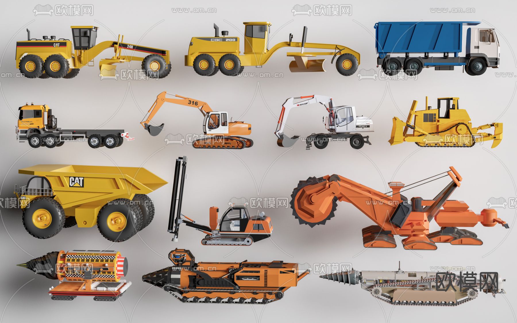 现代采矿车 矿山车 工程车su模型下载（渲染图2）