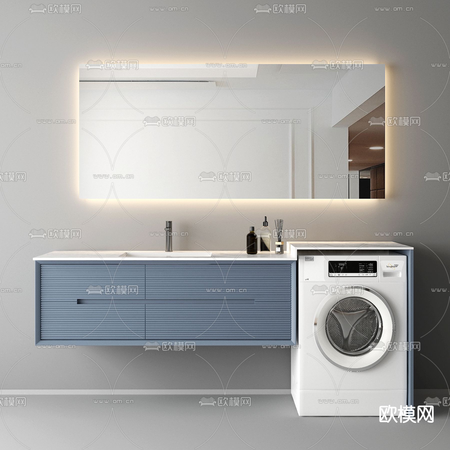 现代浴室柜 洗手台3d模型下载