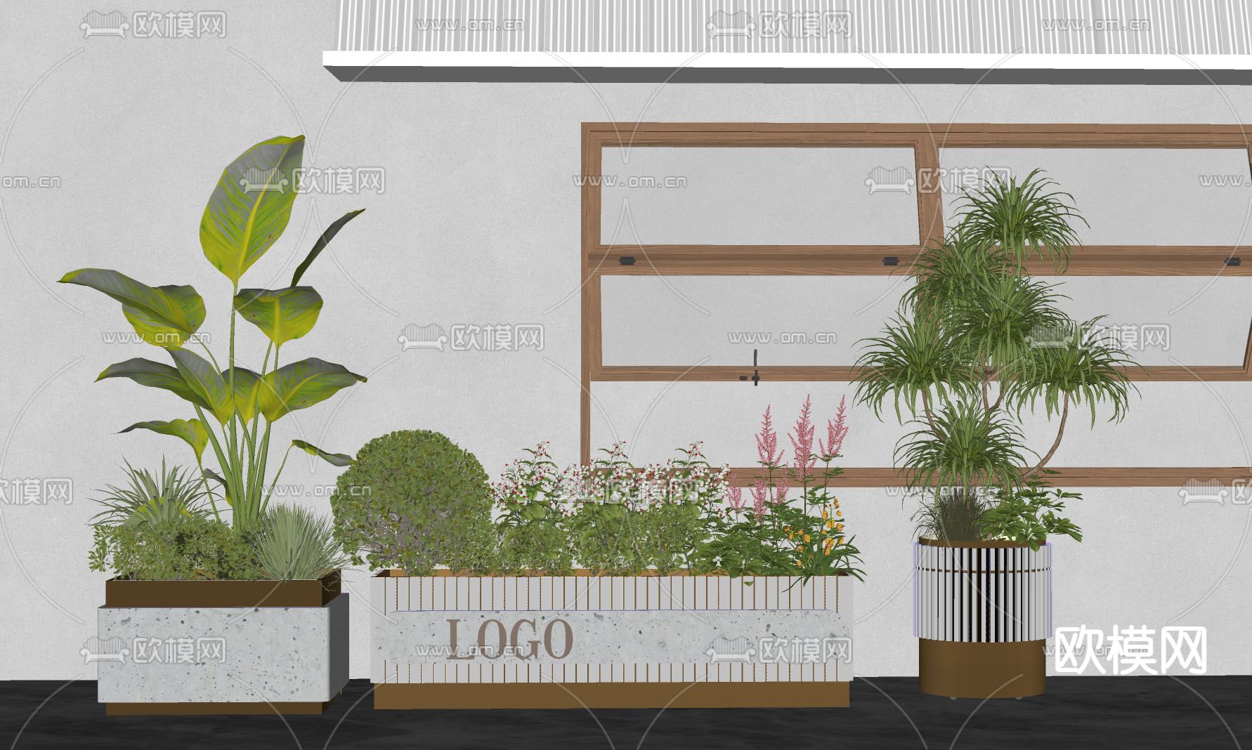 绿植花箱 花池 花坛su模型下载（渲染图1）