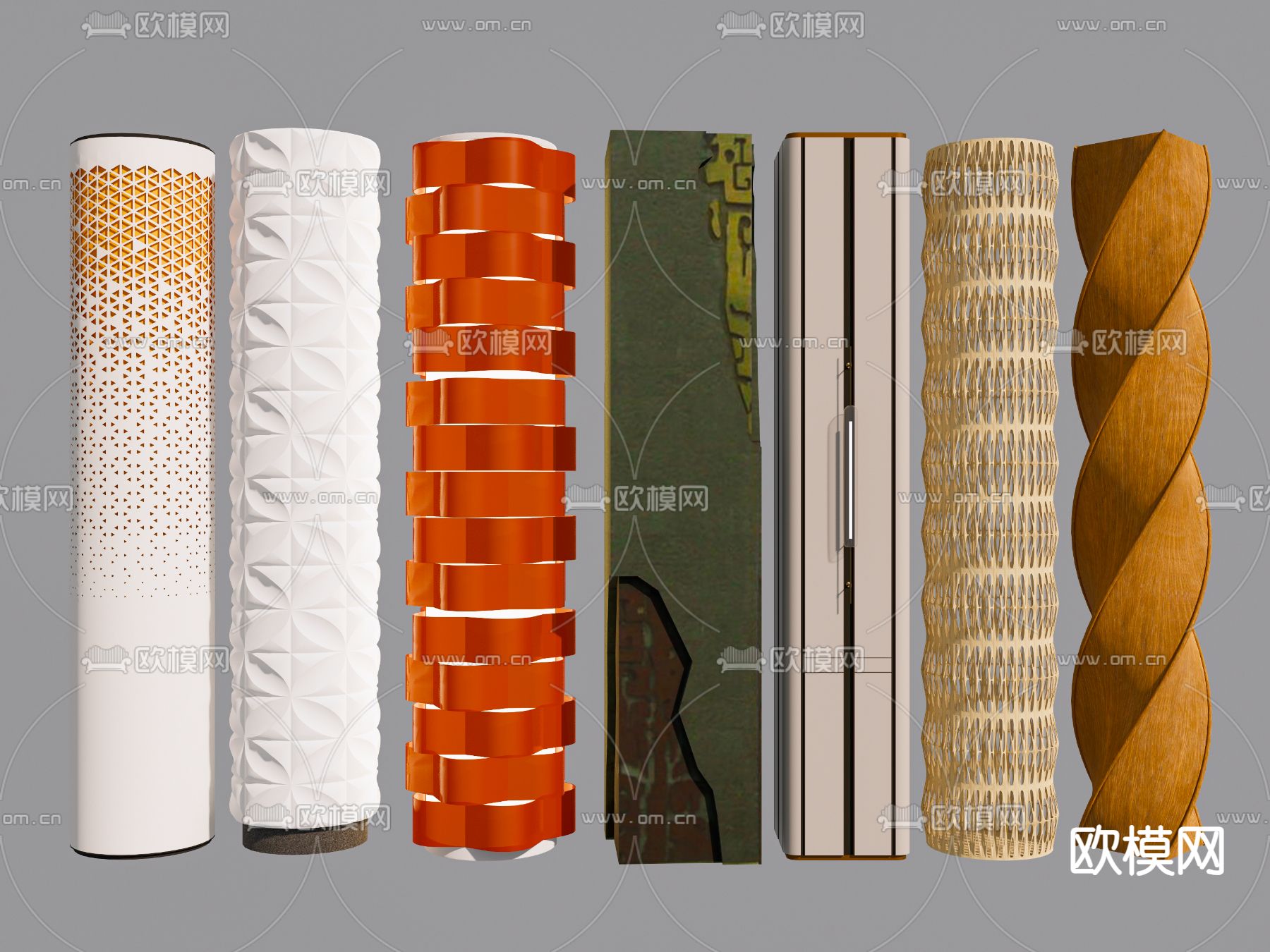 现代圆柱子 装饰柱子su模型下载（渲染图1）