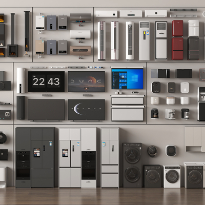  冰箱 电视机 空调 洗衣机su模型 