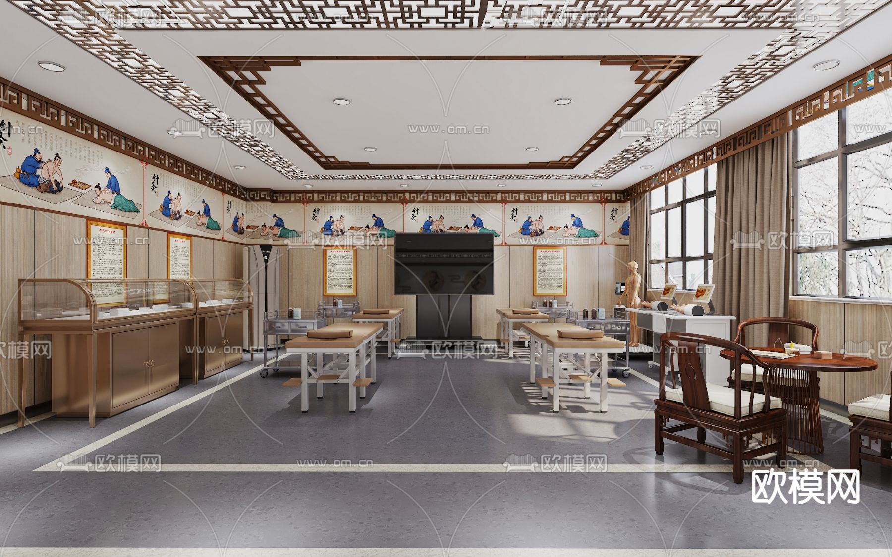 针灸推拿室 技能实训室3d模型下载（渲染图1）