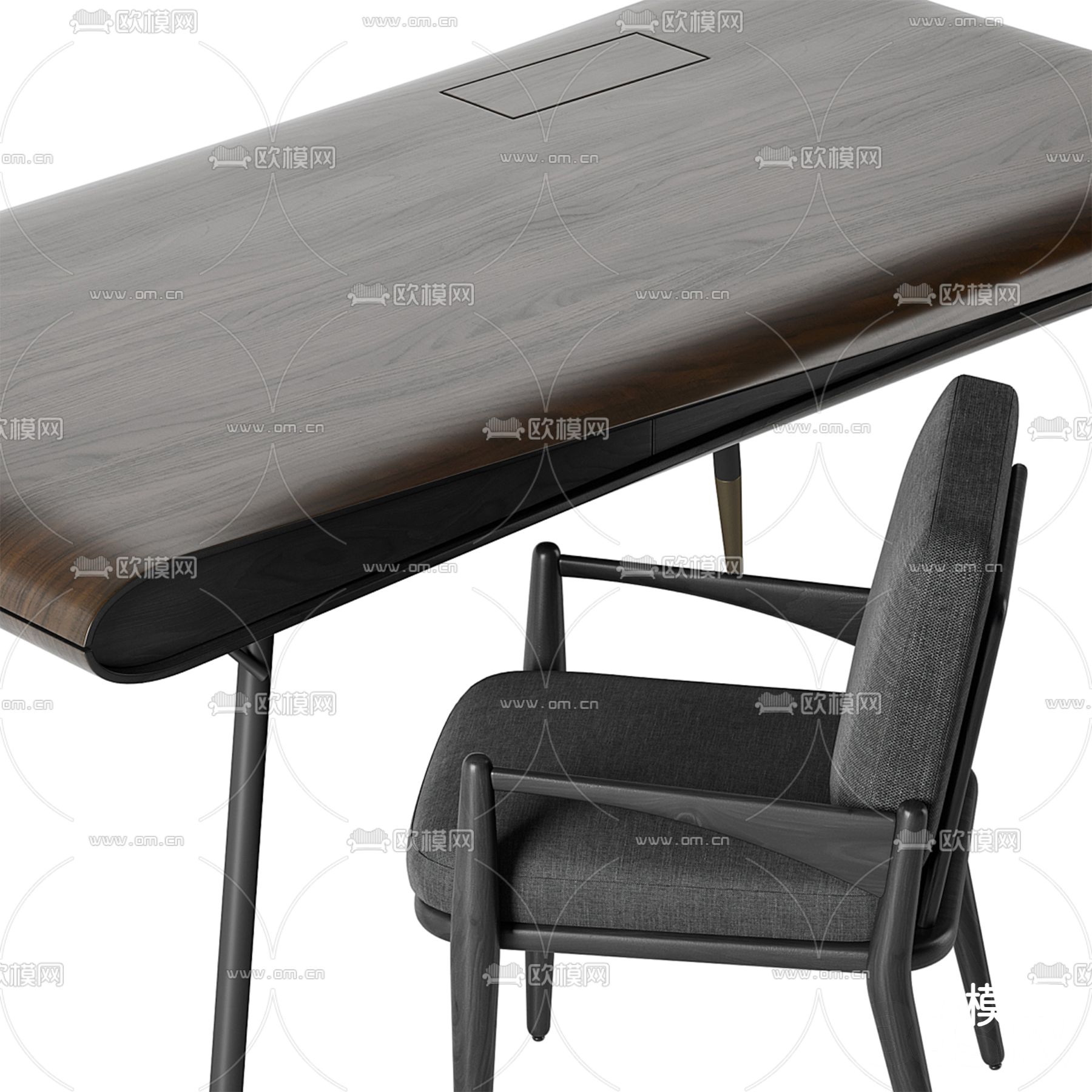 Roche Bobois 书法桌 书桌椅3d模型下载（渲染图2）