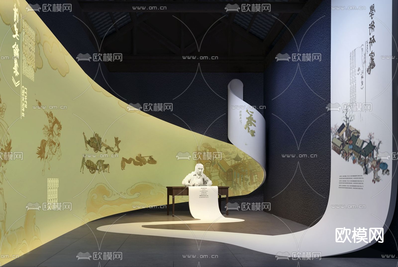 博物馆 文化展厅3d模型下载