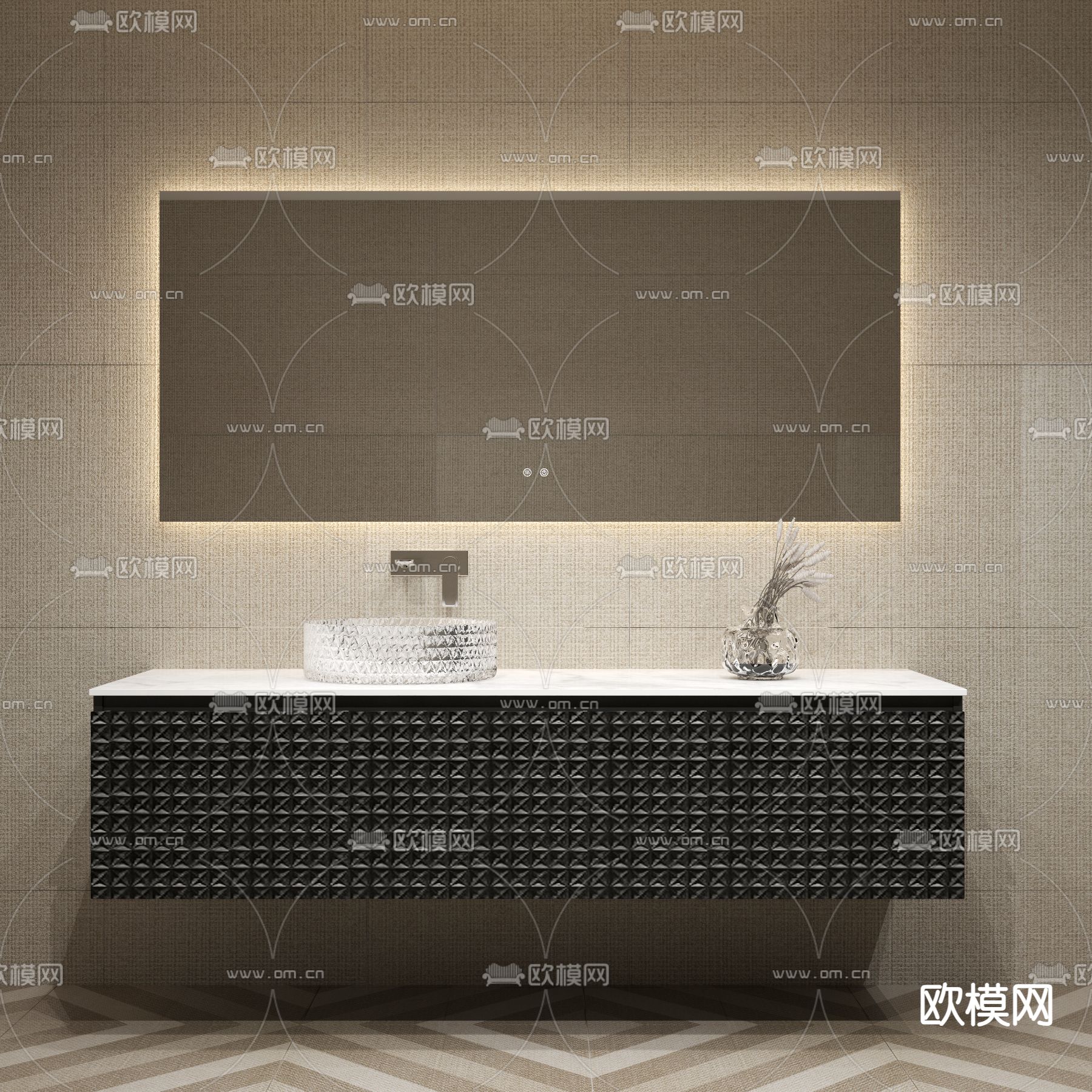 现代浴室柜 洗手台3d模型下载