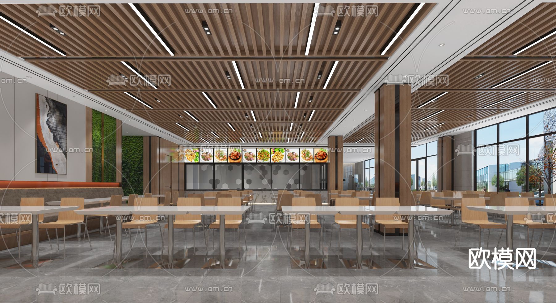 现代食堂3d模型下载（渲染图2）