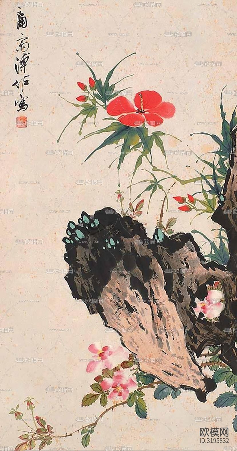 中式装饰挂画水墨画花卉画下载
