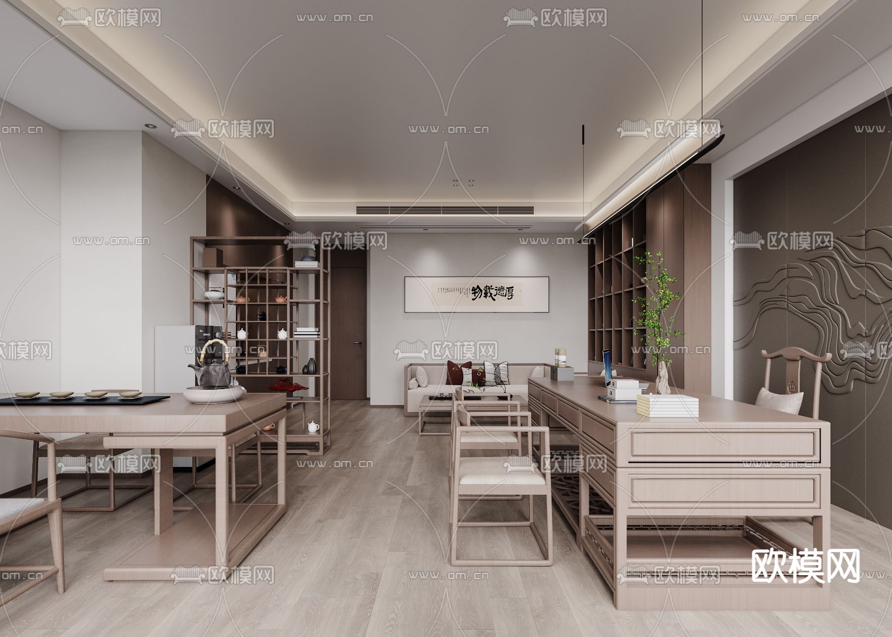 总经理室 董事长室3d模型下载（渲染图2）