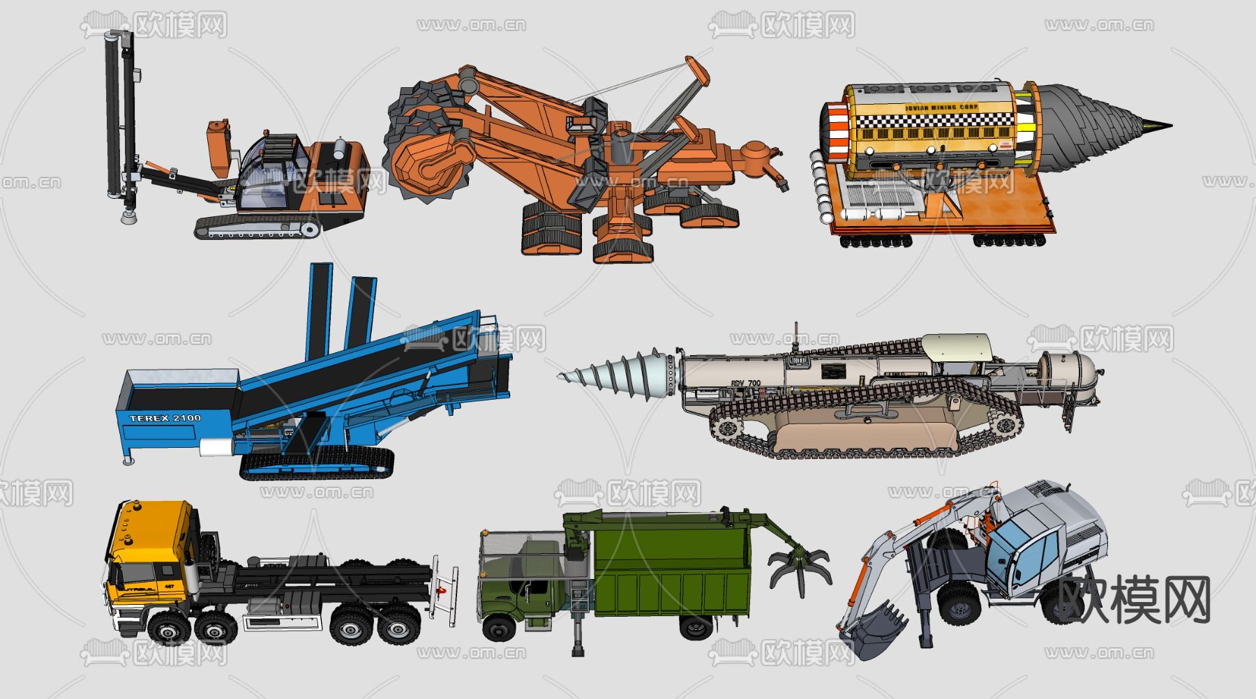 现代采矿车 采矿机械 矿山车 工程车su模型下载（渲染图1）