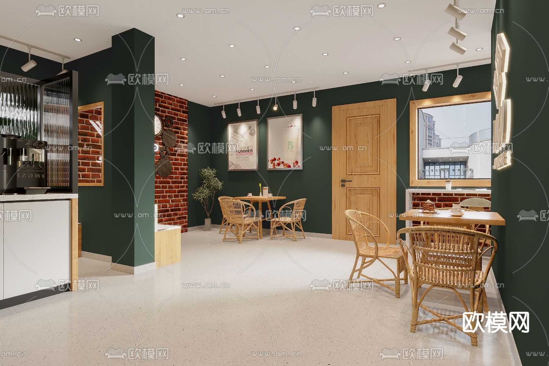 美式咖啡厅3d模型下载