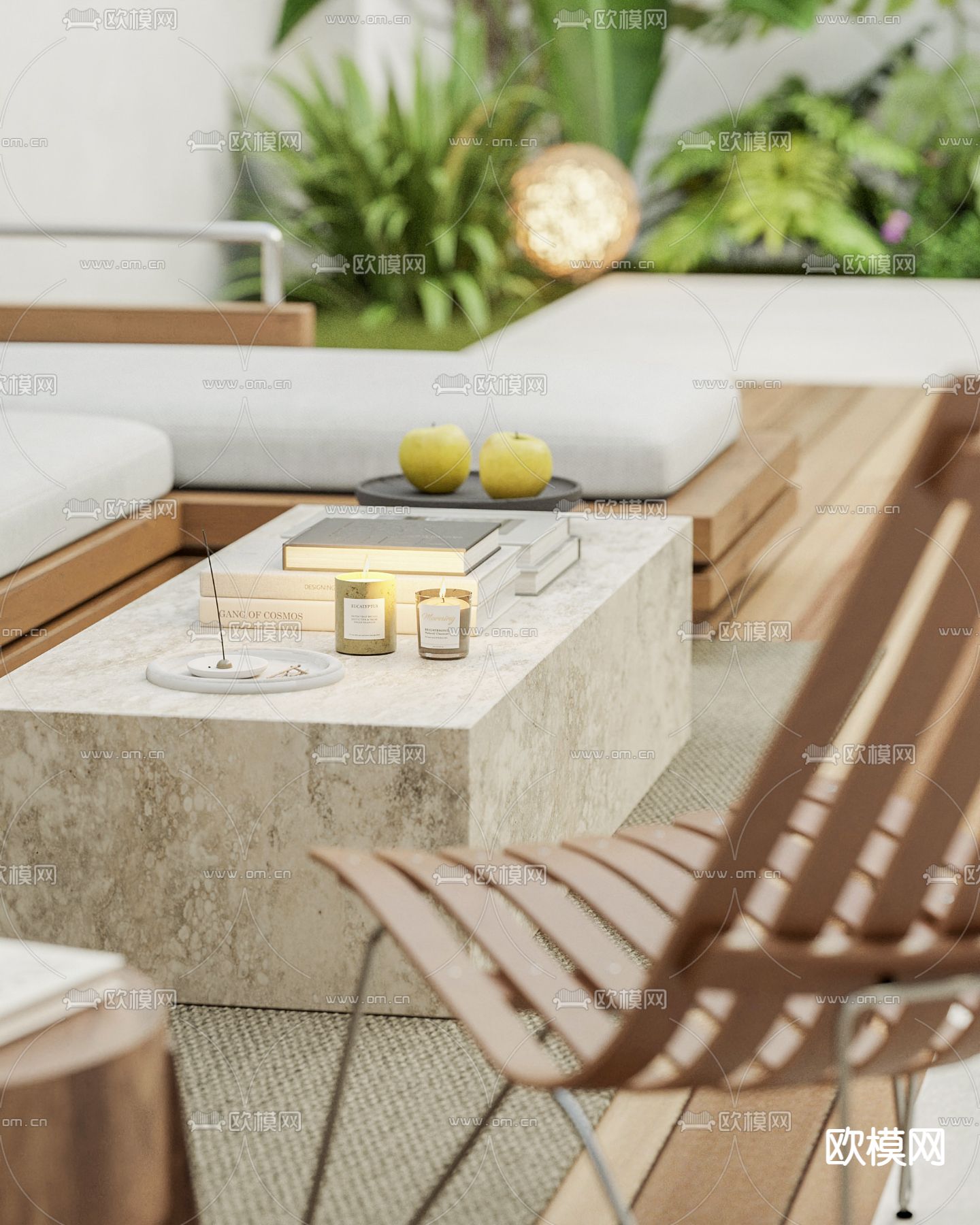 现代别墅庭院景观3d模型下载（渲染图3）