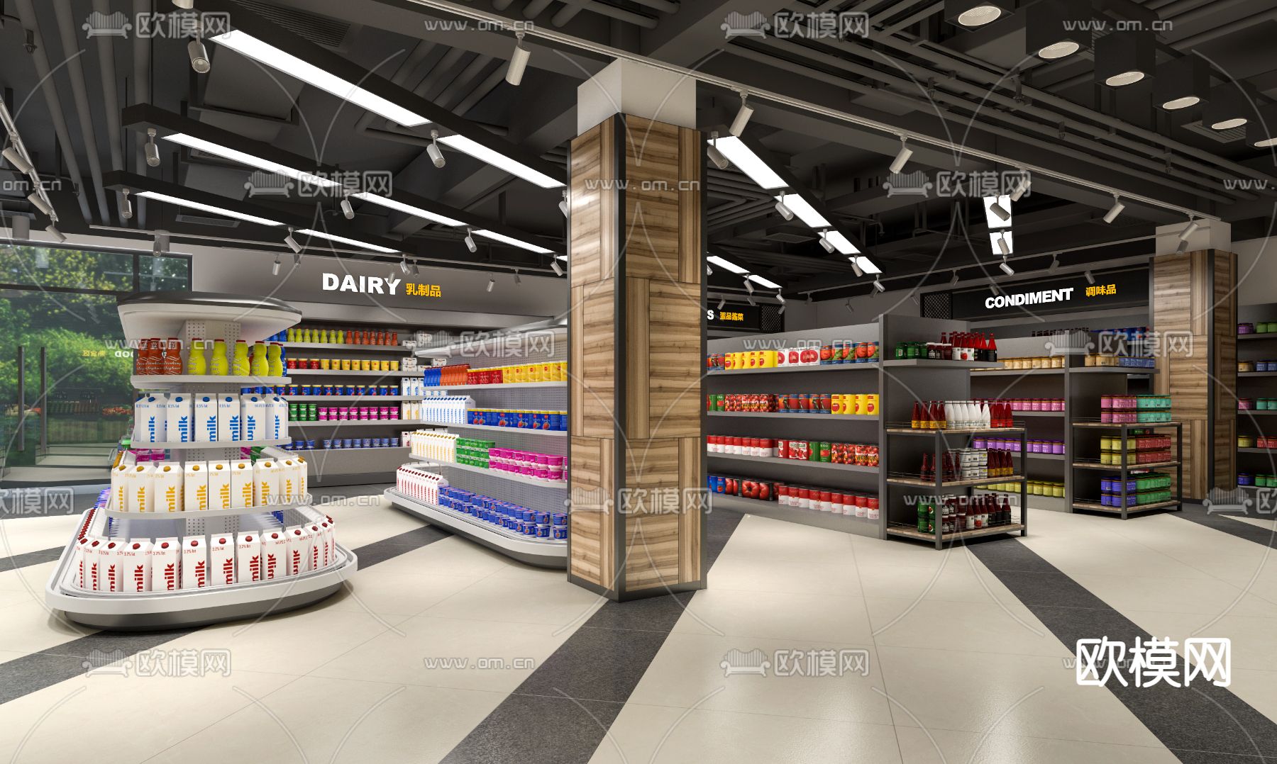 工业风超市3d模型下载（渲染图1）