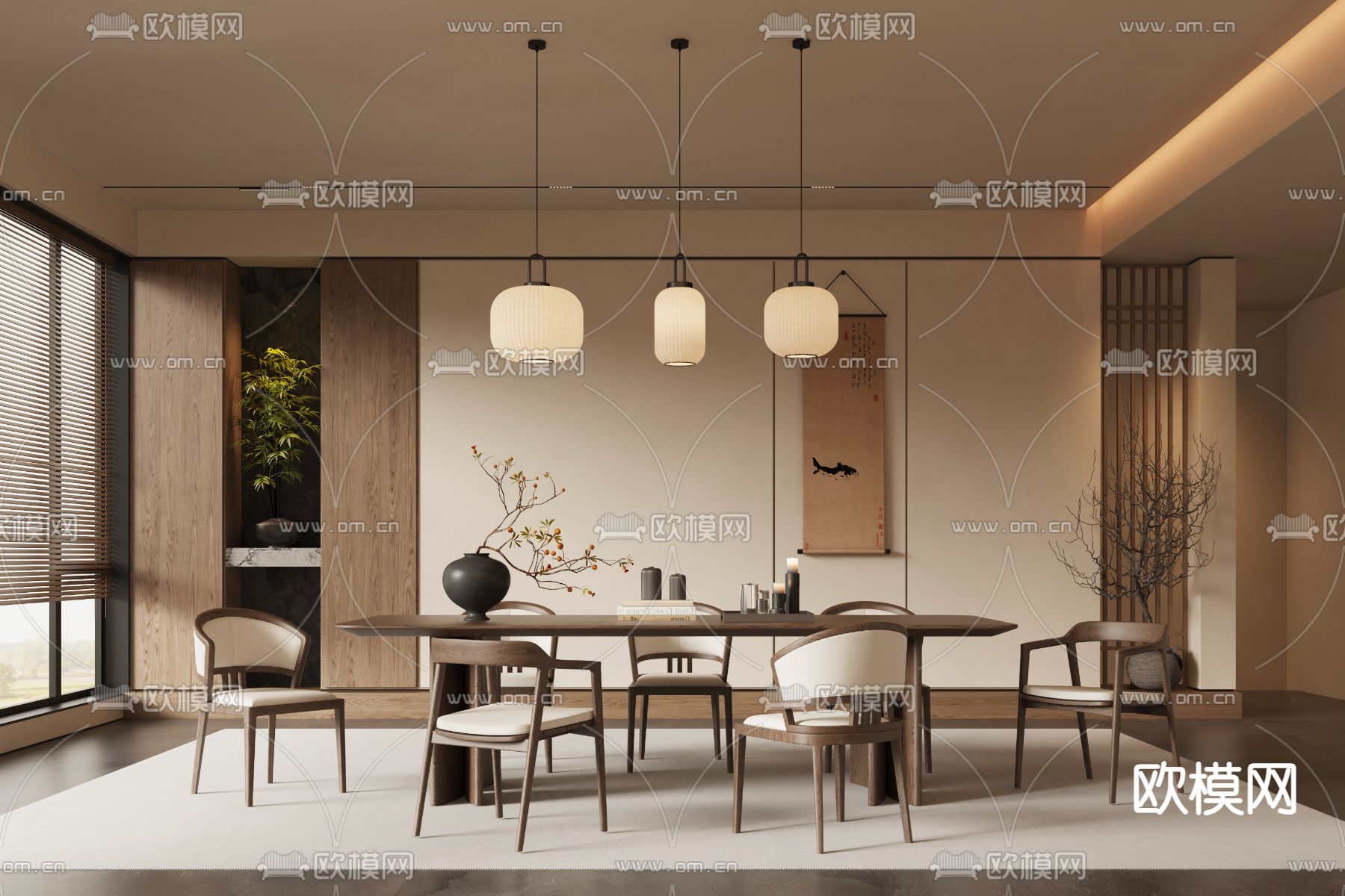 新中式餐厅 宋氏美学3d模型下载