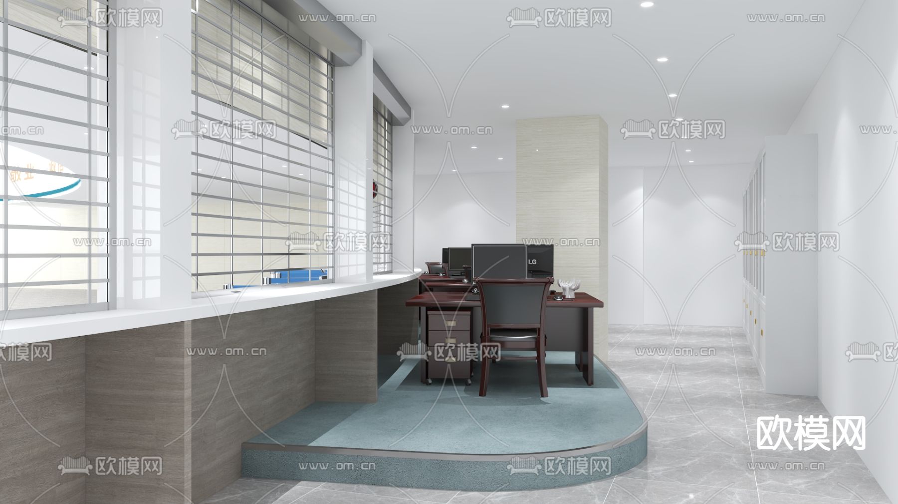 医院大厅 收费处 窗口3d模型下载（渲染图1）