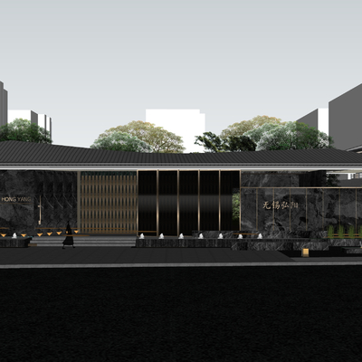  示范区 售楼部景观su模型 