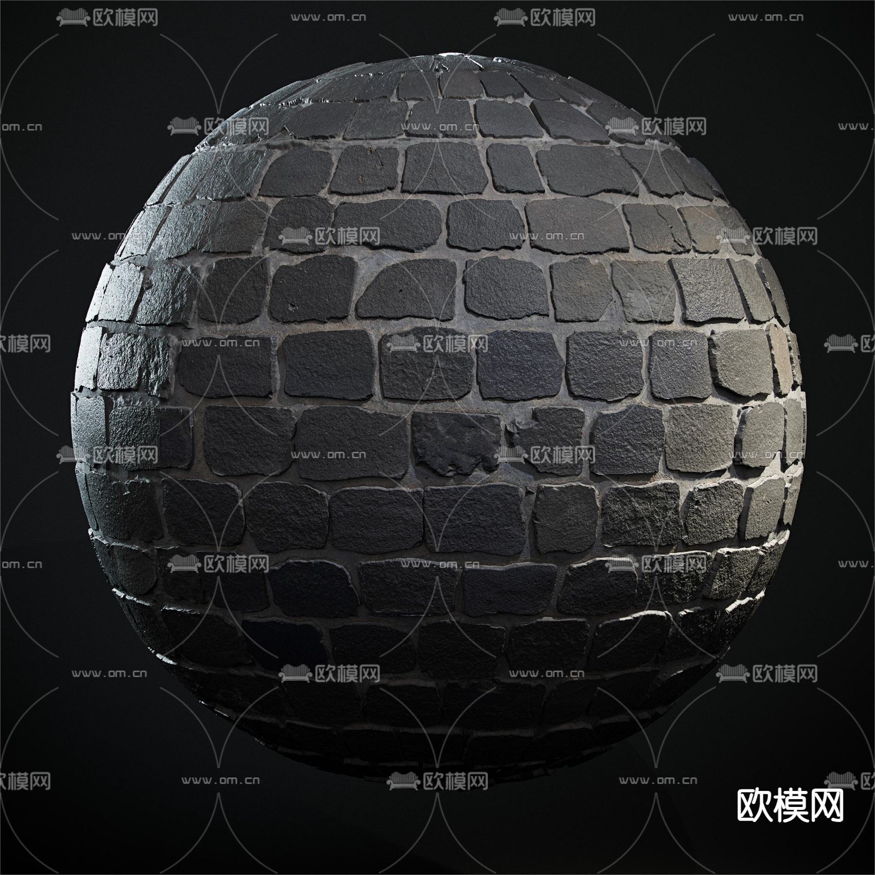 石头路面材质3d模型下载（渲染图2）