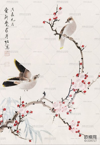 中式装饰挂画花鸟画下载