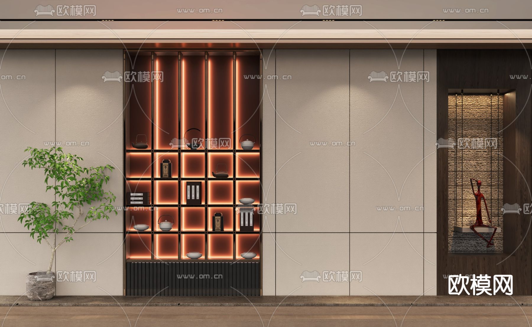 新中式装饰柜 茶柜3d模型下载