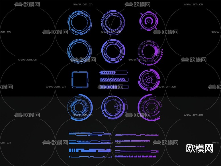 现代科技边框 墙饰3d模型下载