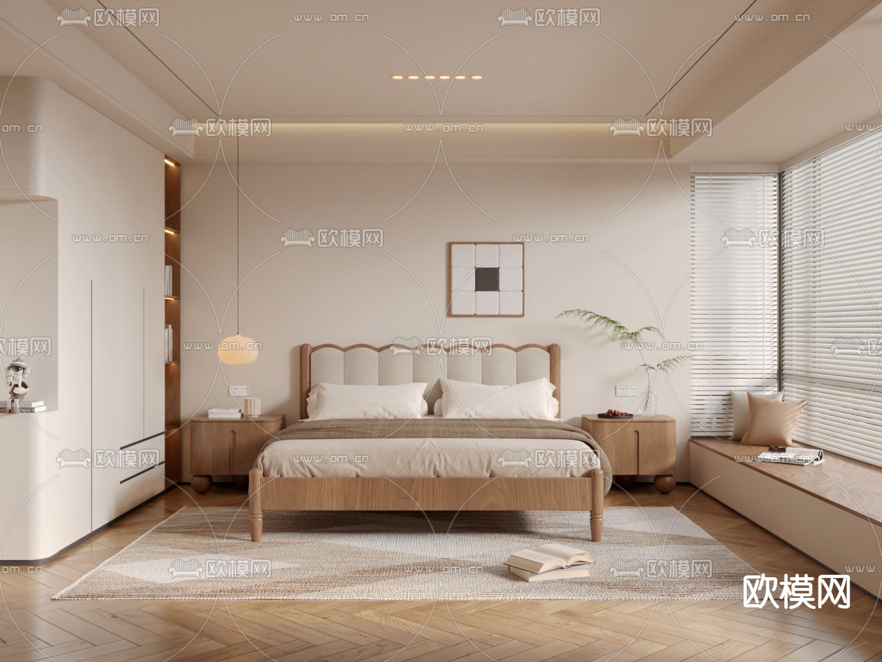 侘寂卧室 主人房3d模型下载（渲染图1）