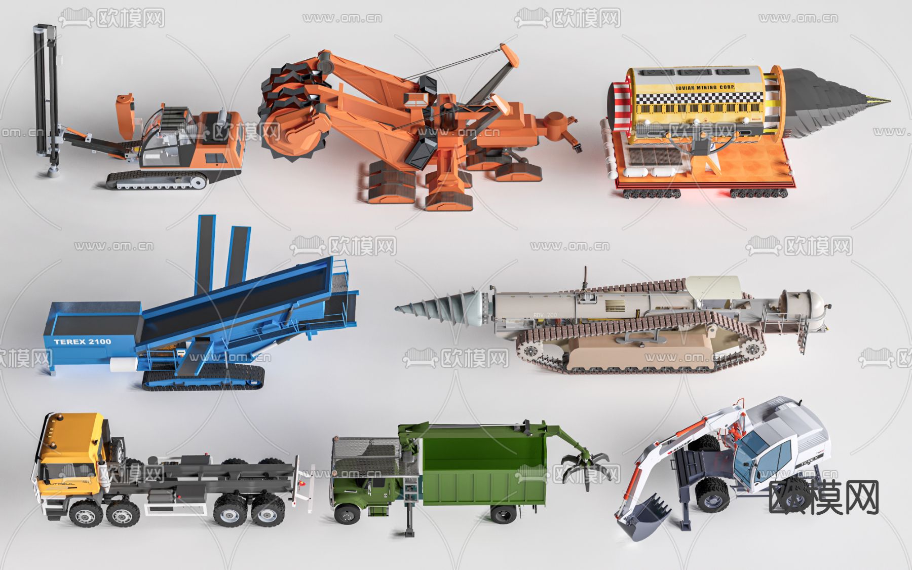 现代采矿车 采矿机械 矿山车 工程车su模型下载（渲染图2）