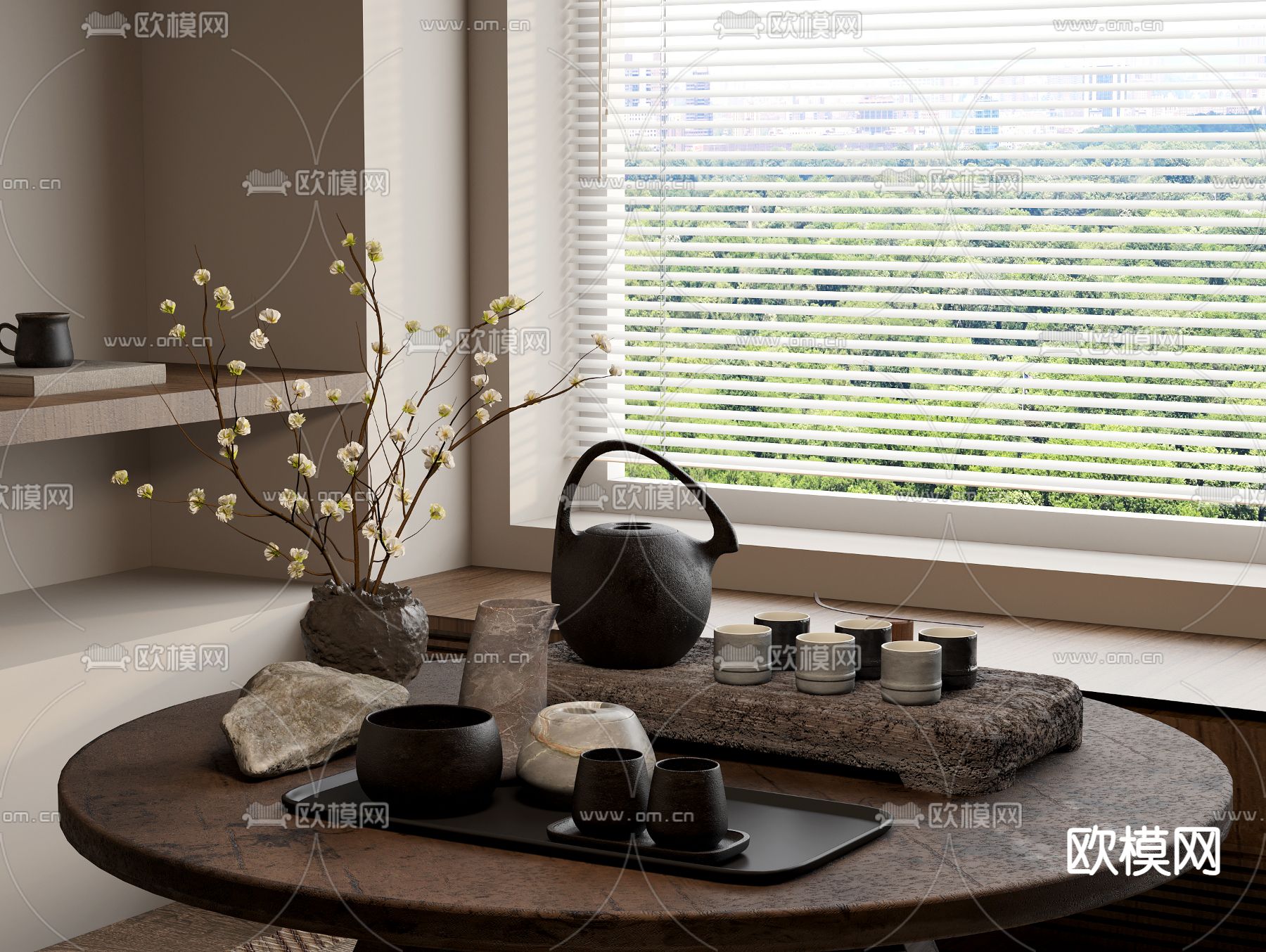 新中式茶具3d模型下载