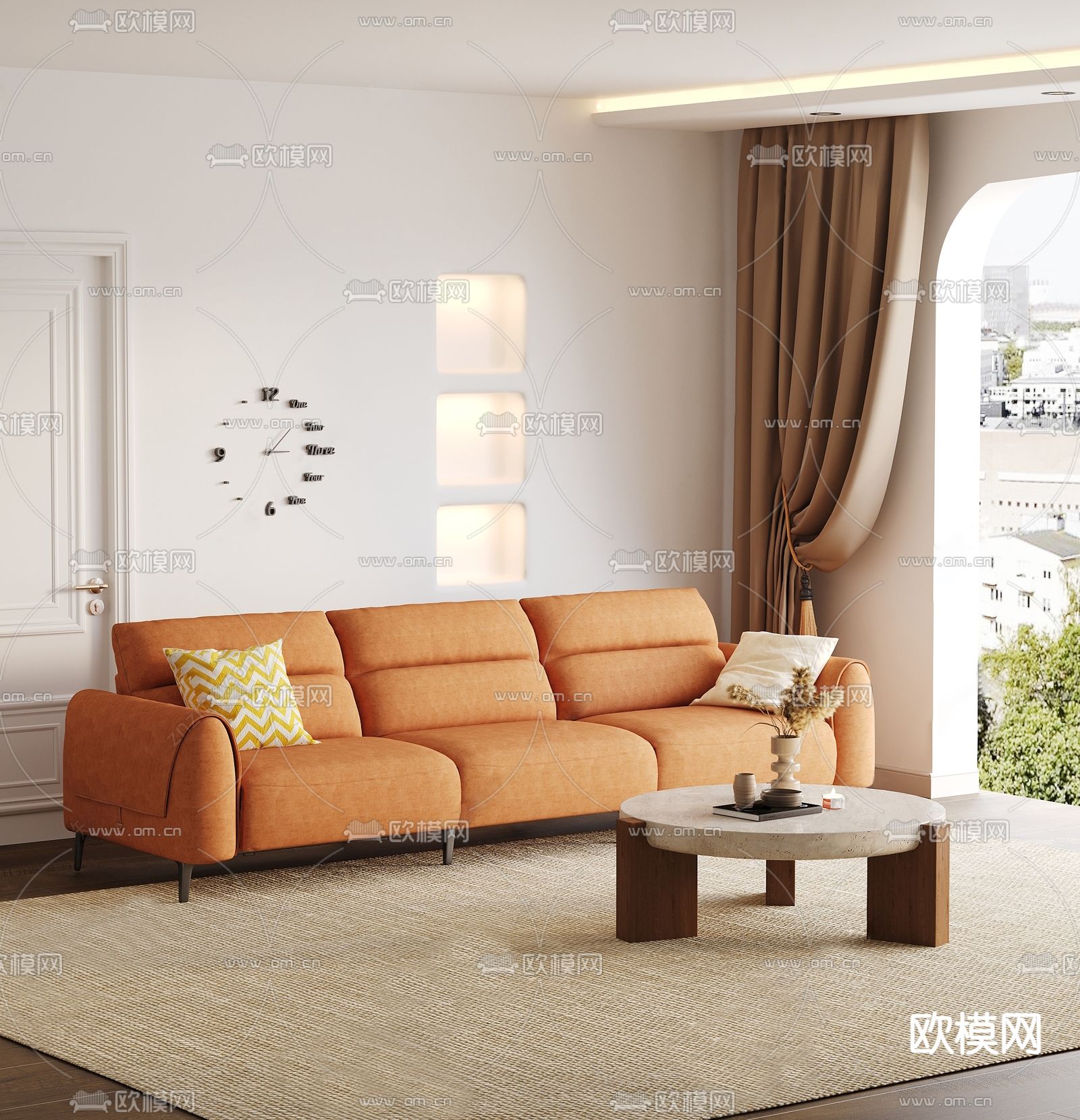 三人沙发 软体沙发3d模型下载