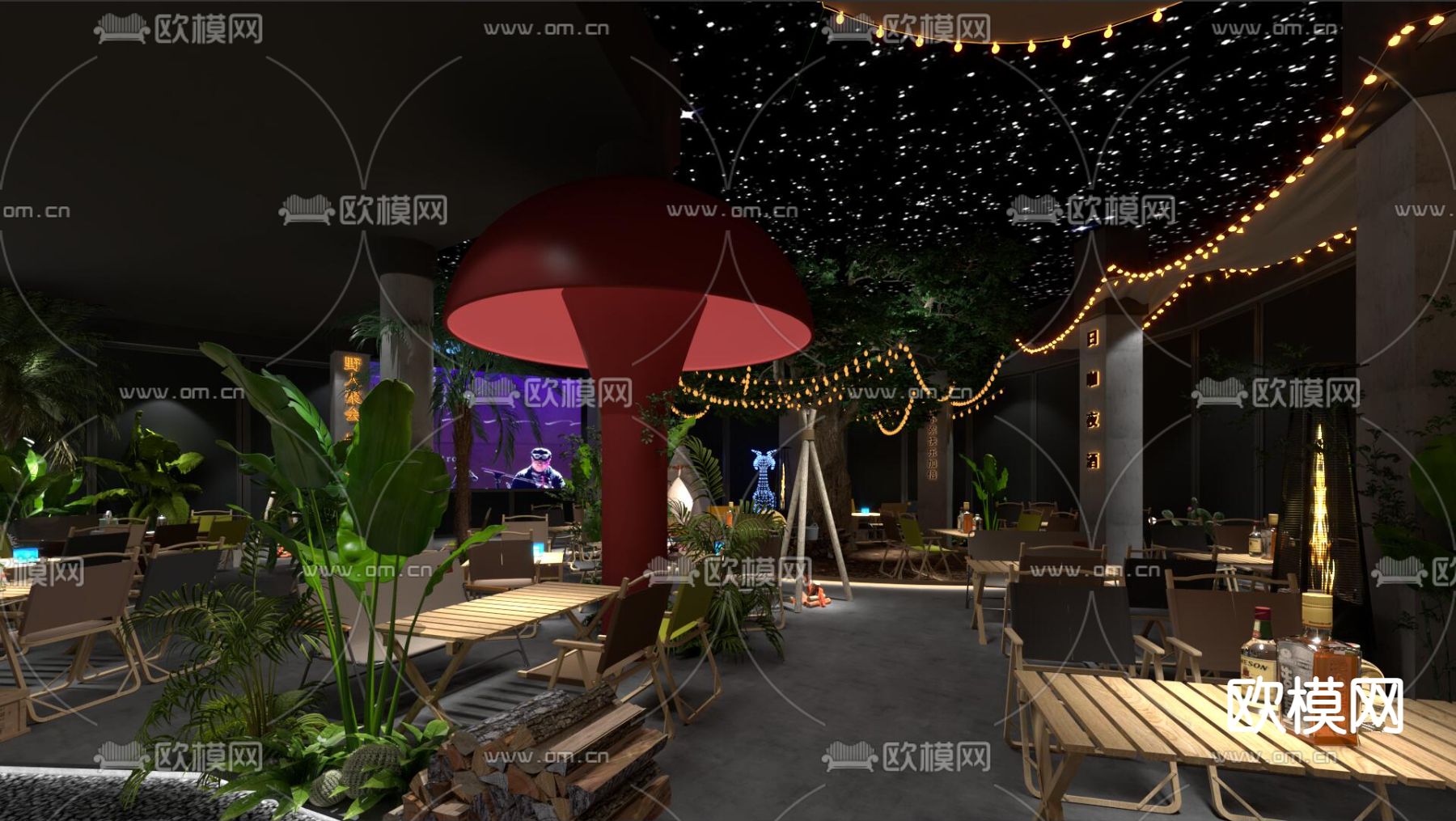 室内露营酒吧3d模型下载（渲染图4）