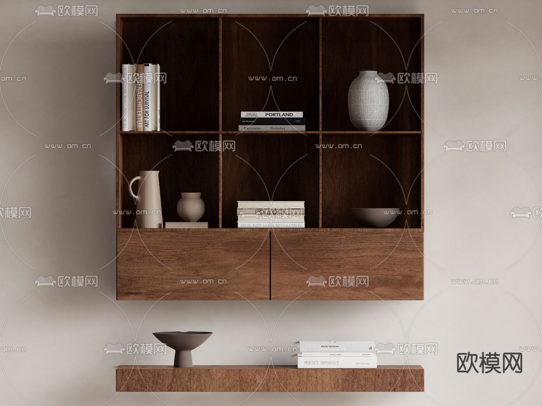 侘寂风置物架 装饰架su模型下载（渲染图2）