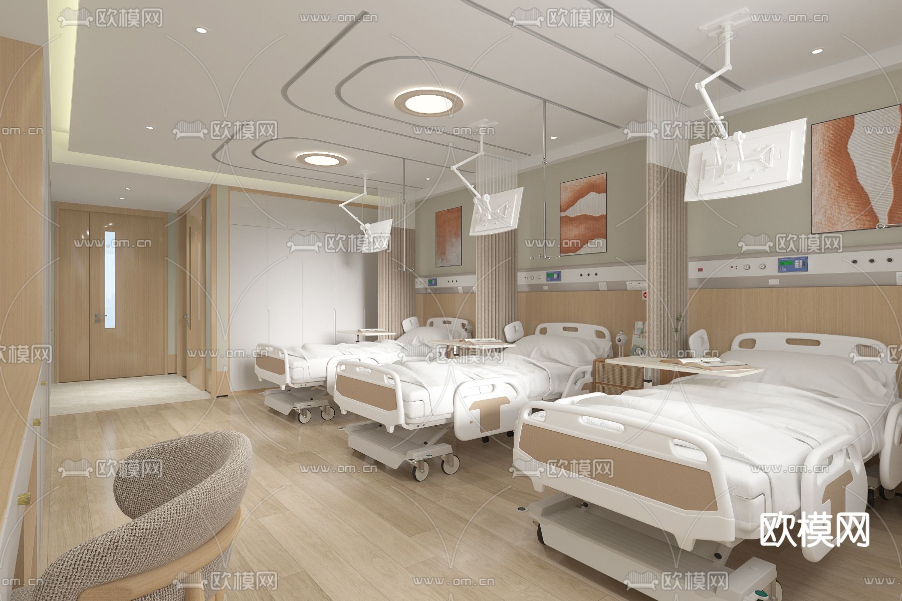 医院 病房3d模型下载（渲染图2）
