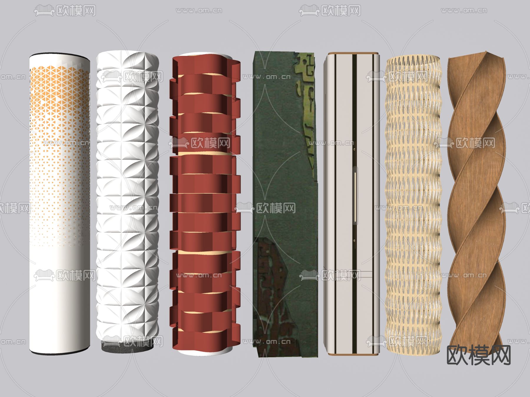 现代圆柱子 装饰柱子su模型下载（渲染图2）