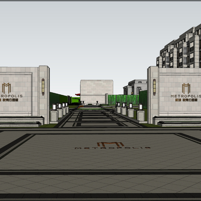  示范区 售楼部景观su模型 