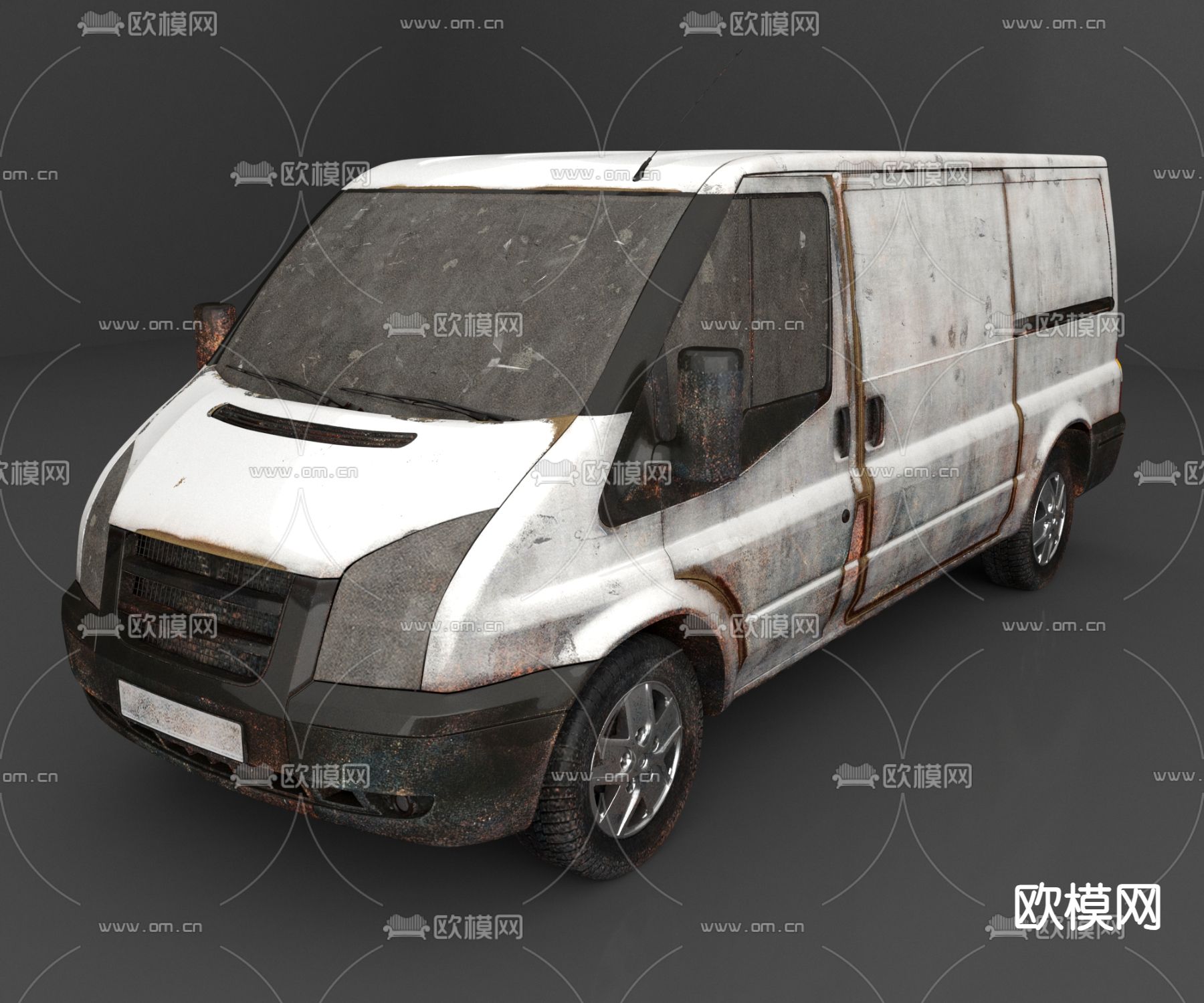 工业风 报废汽车 废弃汽车3d模型下载