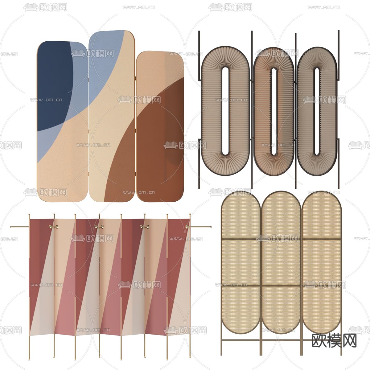 简约屏风 折叠屏风3d模型下载