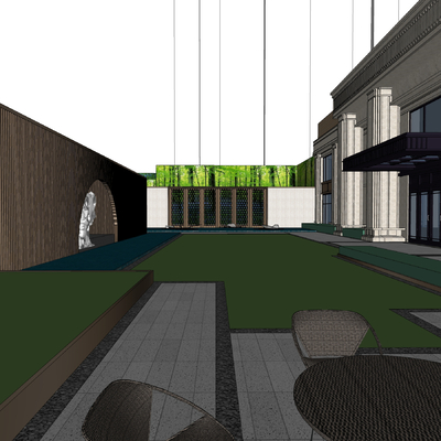  示范区景观 售楼部景观su模型 