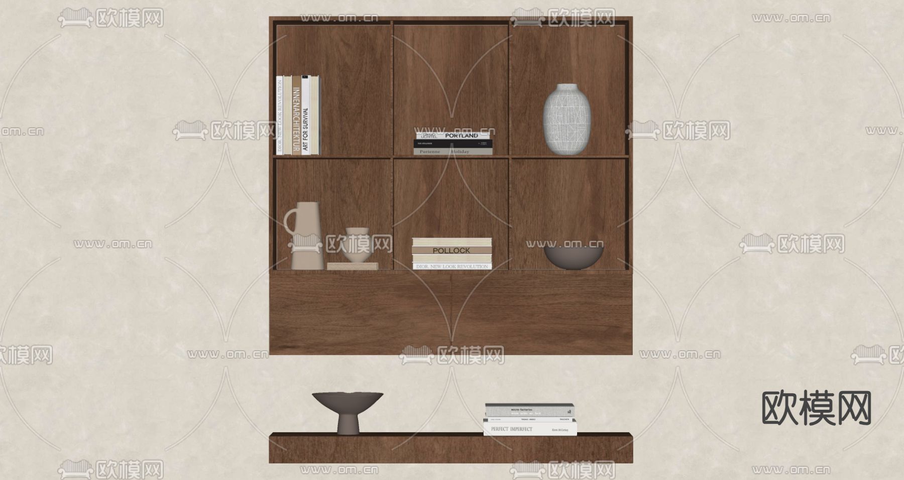 侘寂风置物架 装饰架su模型下载（渲染图1）