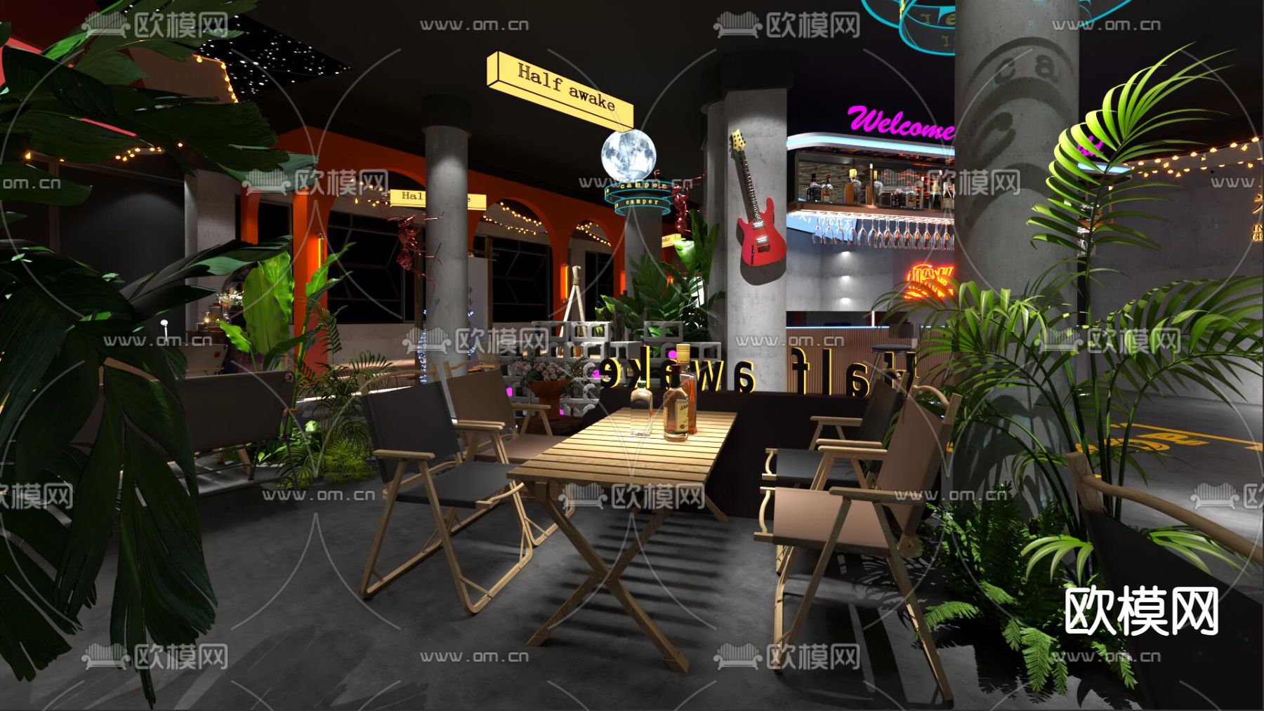 室内露营酒吧3d模型下载（渲染图2）