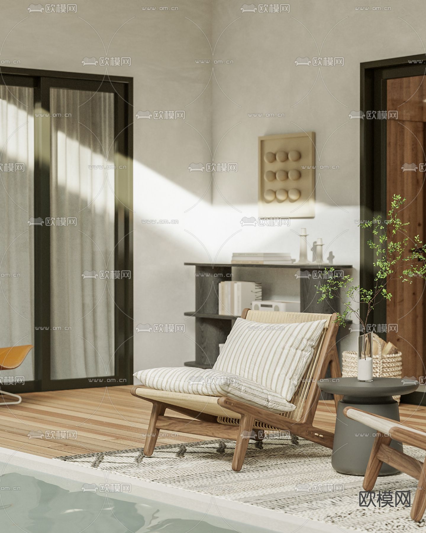 现代别墅庭院景观3d模型下载（渲染图2）