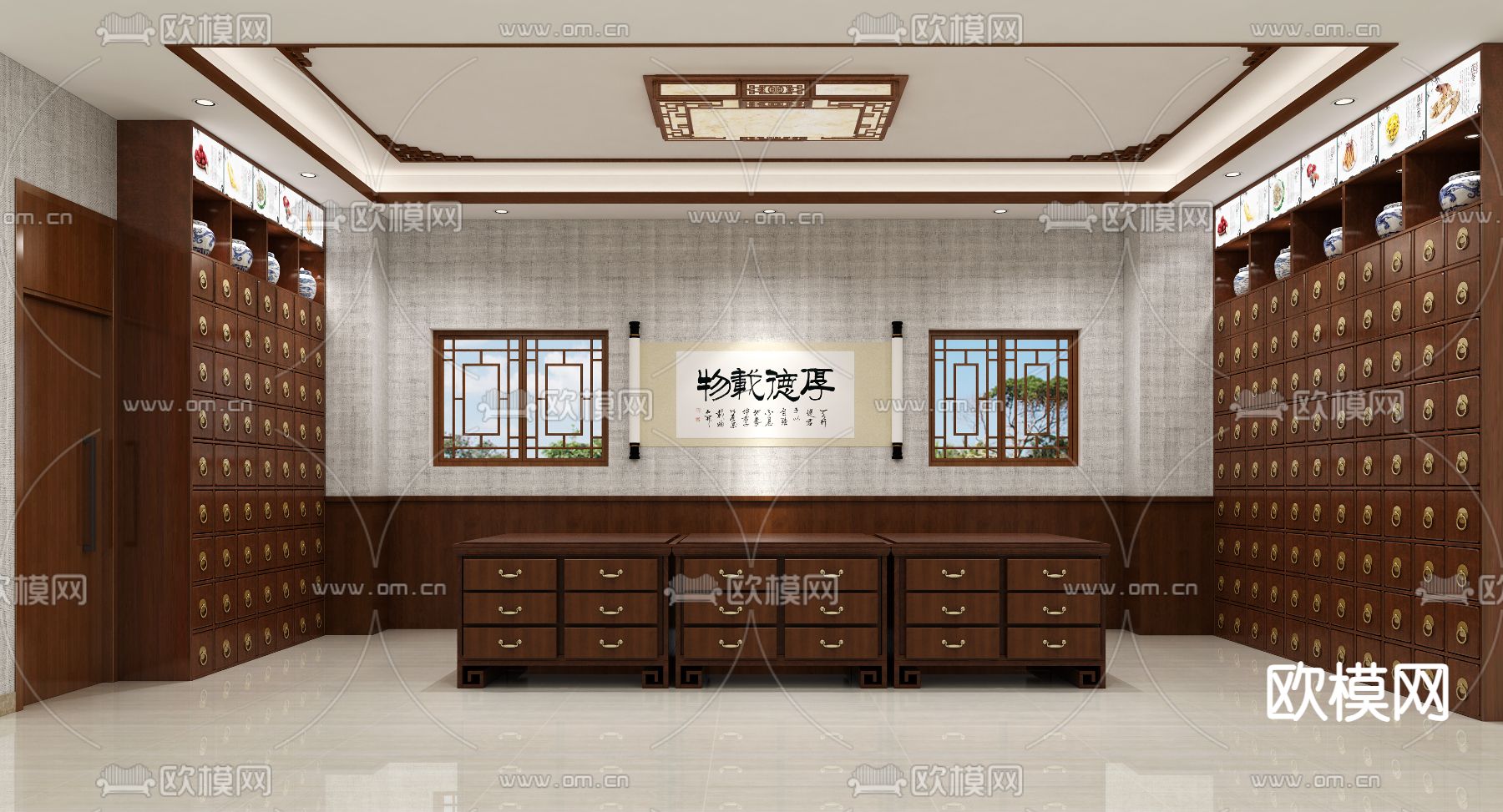 新中式 中药店 药房3d模型下载