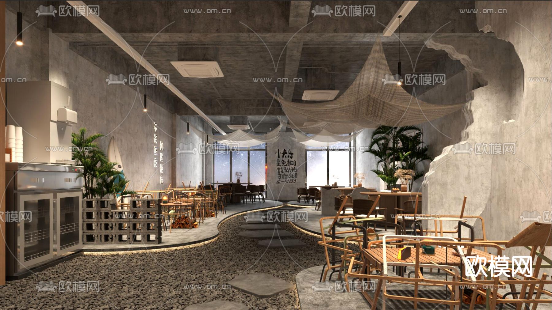 室内露营酒馆3d模型下载（渲染图1）