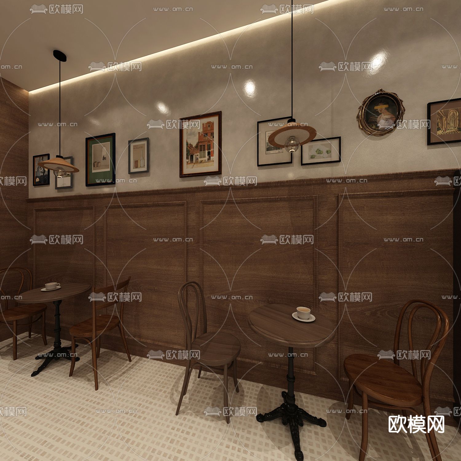 美式咖啡店 甜品店3d模型下载（渲染图3）